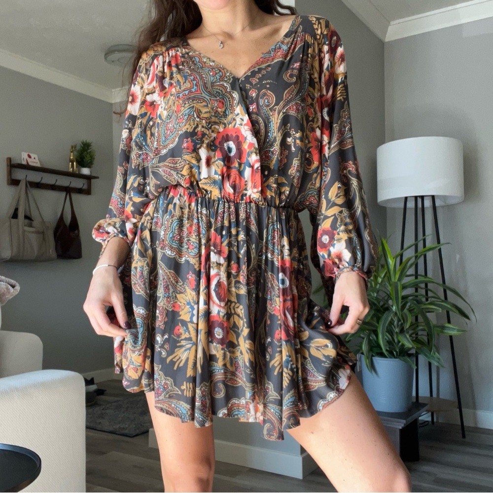 Free People Multicolor Paisley Mini Dress
